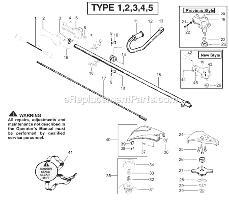 Page D Diagram and Parts List for BC2400 Type 2 Weed Eater Trimmer